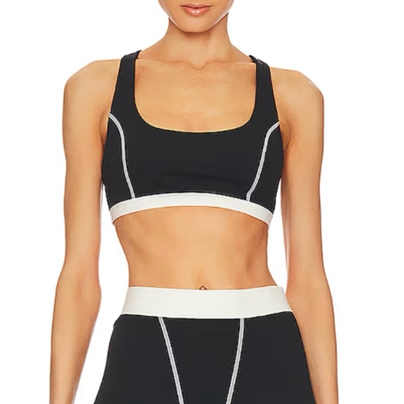 NWT WeWoreWhat Boxer Bra Black & Off White Contrast Trim Sports Bra X-Large - Picture 1 of 5